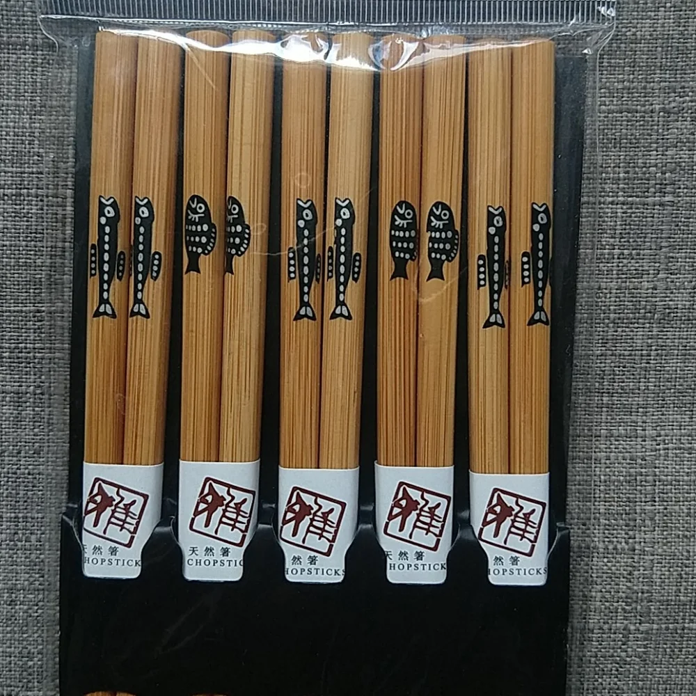 Set of 4 Pair Bamboo Chopsticks Wood New